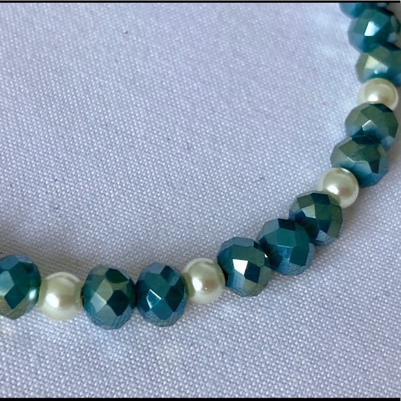 STERLING silver & glass bead bracelet 8” - Picture 3 of 9